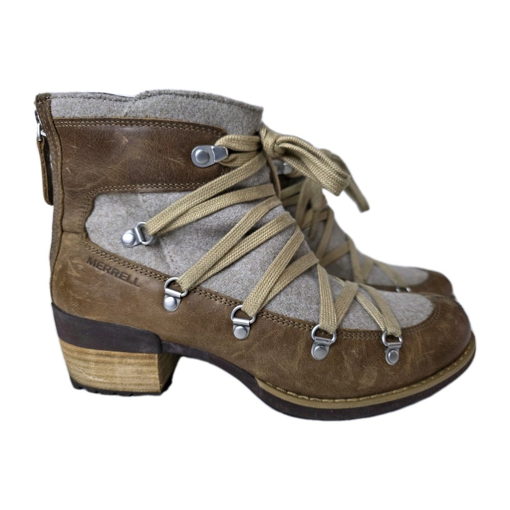 Merrell Shiloh II Brown Felted Wool Leather Boots J004422 Womens 9 Winter Fall - Picture 1 of 6